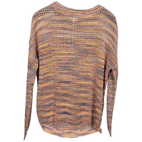 John Paul Richard Womens Open Knit Sweater XL Multicolor Stripe Beachy Bohemian - Picture 2 of 7